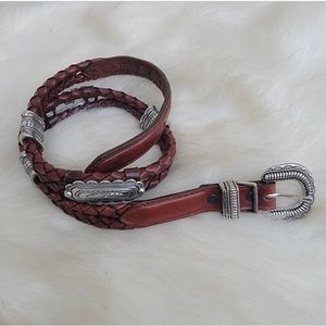 Justin vintage 1996 brown cowhide braided leather silver tone concho belt sz 30